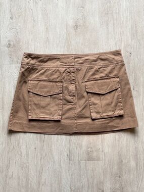 Lucky Brand Tan Cargo Mini Skirt with Pockets 100% Cotton Size L